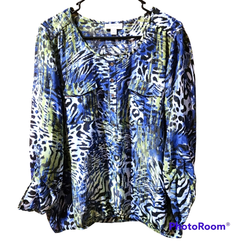 Westport women's blouse size XL blue and green